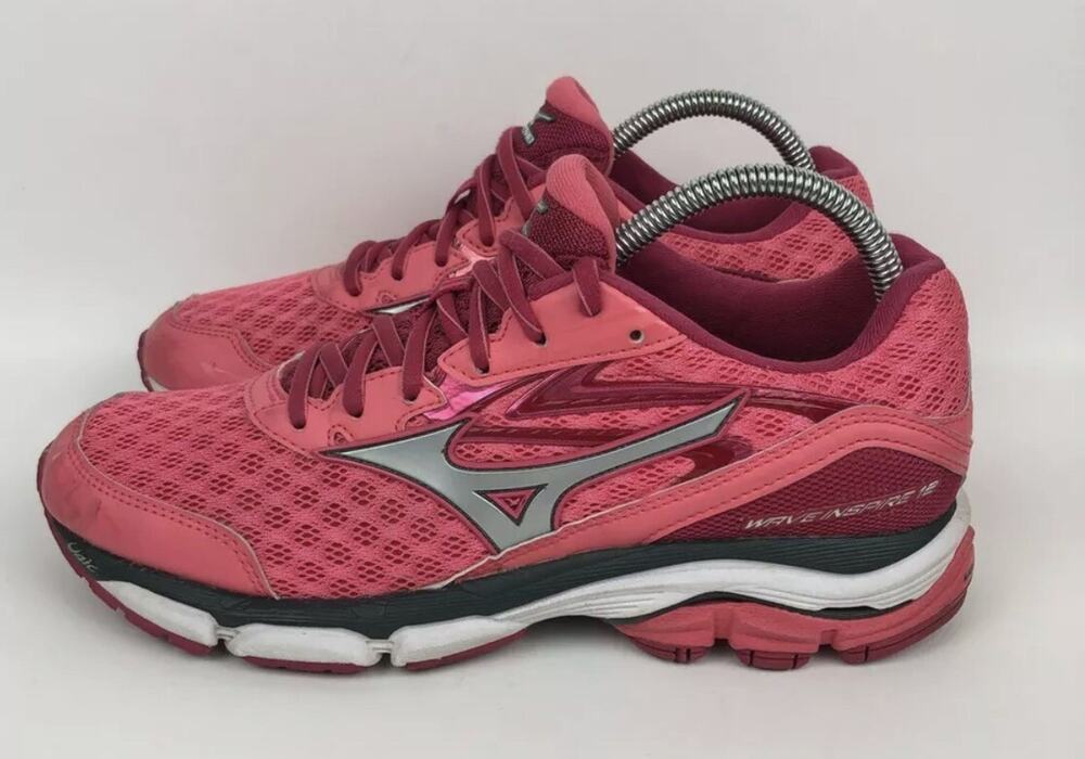 Mizuno Running Race Wave Inspire Shoes Womens Size 8 Pink Silver Fast Ship